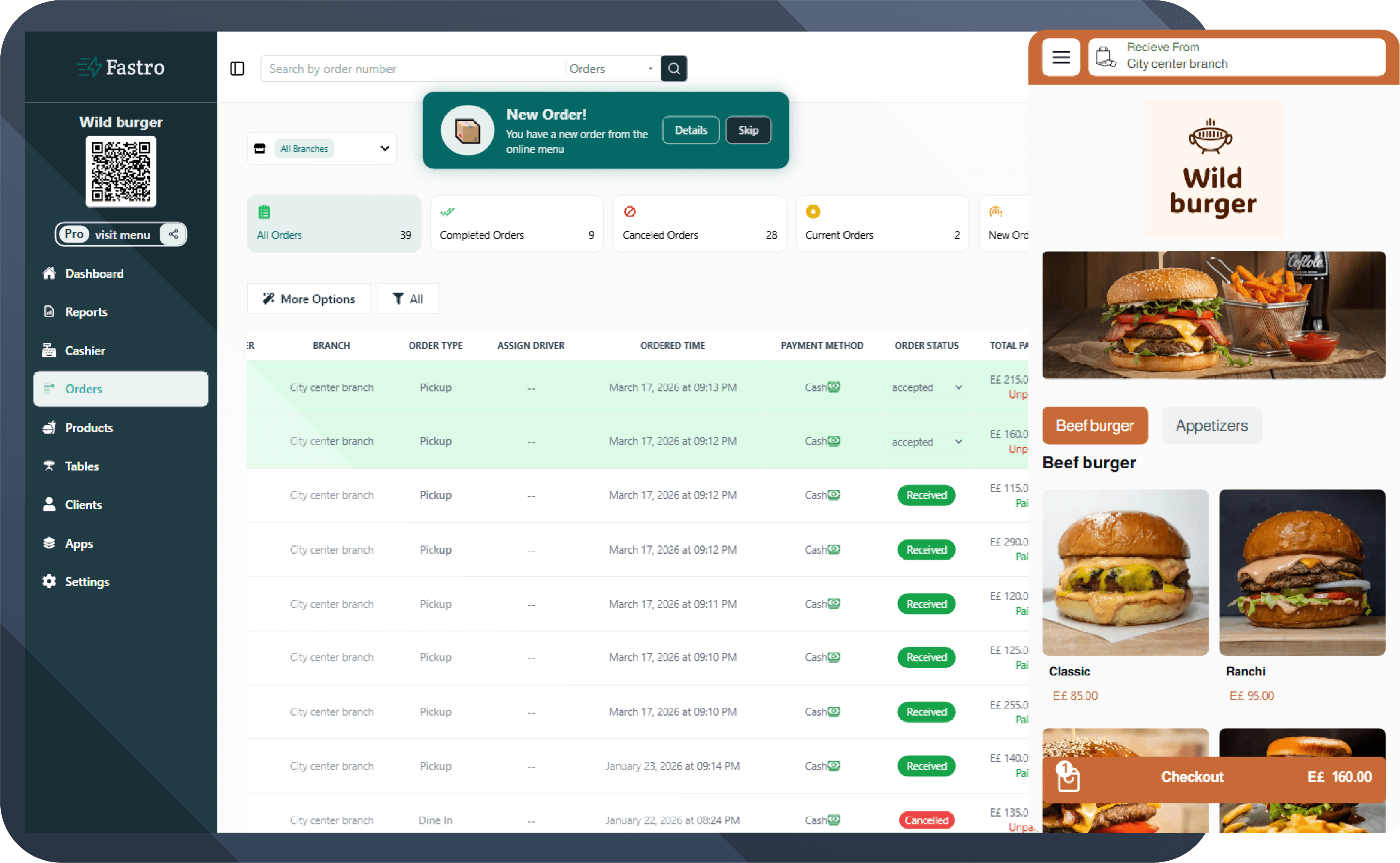 Online Ordering and Payment